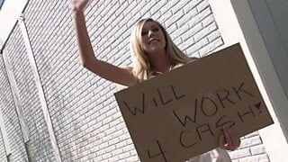 blonde bitch has sex in stranger’s garage!