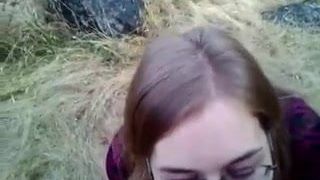 British slut outdoor cum swallow