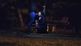 Cock sucking under the night light