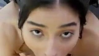 Cute girl gives blowjob