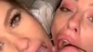 Extremely hot girl kiss and share cum