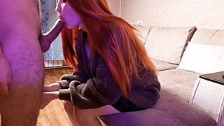 Girl after school sucks cock to her boyfriend pretending to be a nice girl