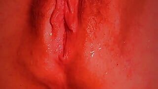 Girl masturbates with the biggest dildo she has until orgasm