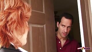 Having a threesome with two bucks is a dream come true for the old woman