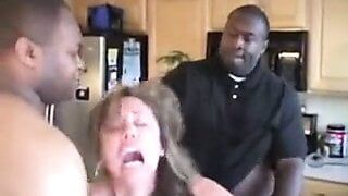 White Wife used hard by 2 Big Black Cocks!