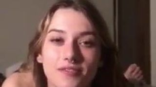 18 year old BABE gives sloppy handjob gets facial