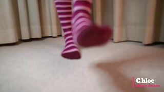 Chloesocks – Student girl in pink socks feet worhsip foot domination