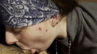 Deepthroat blowjob cum in mouth and swallow