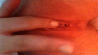 Fingering my 18 year old schoolgirl pussy on my bed