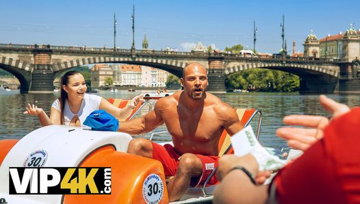 HUNT4K. After fun on catamaran, busty beauty sucks hunter’s cock