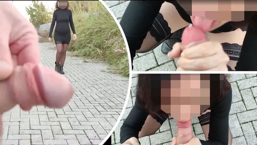 I pull out my cock in front of a young girl in the public park and she helps me cum – Dick flash – MissCreamy
