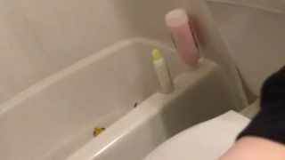 Quick bathroom fuck and swallowing stepdaddies cum