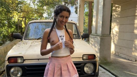 Rough sex with stepsister in fishnet pantyhose