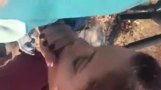 Sexy brunette girlfriend sucks brown cock and swallows