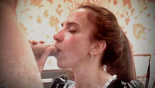 Tally blowjob and cumshot in PVC dress