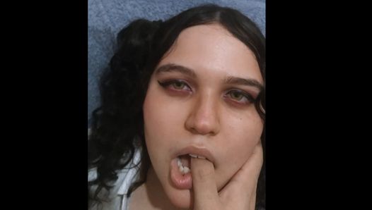 Teacher fucks the face of his favorite student. Submissive schoolgirl.