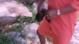 wife peeing outdoor –  beach side