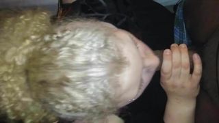 young lady gives good blowjob! cumshot!!